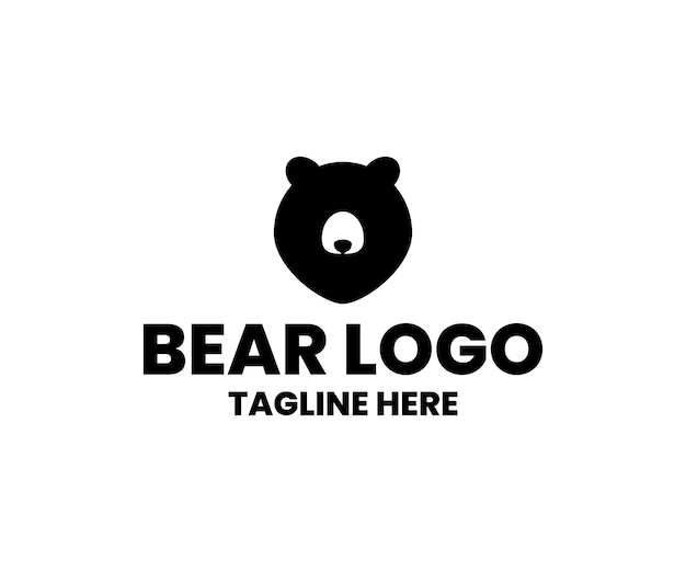 Desenho moderno e minimalista do logotipo da cabeça do urso