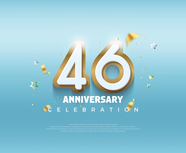 Desenho moderno para celebração do 46o aniversário com design 3D moderno fundo vetorial premium para saudação e celebração