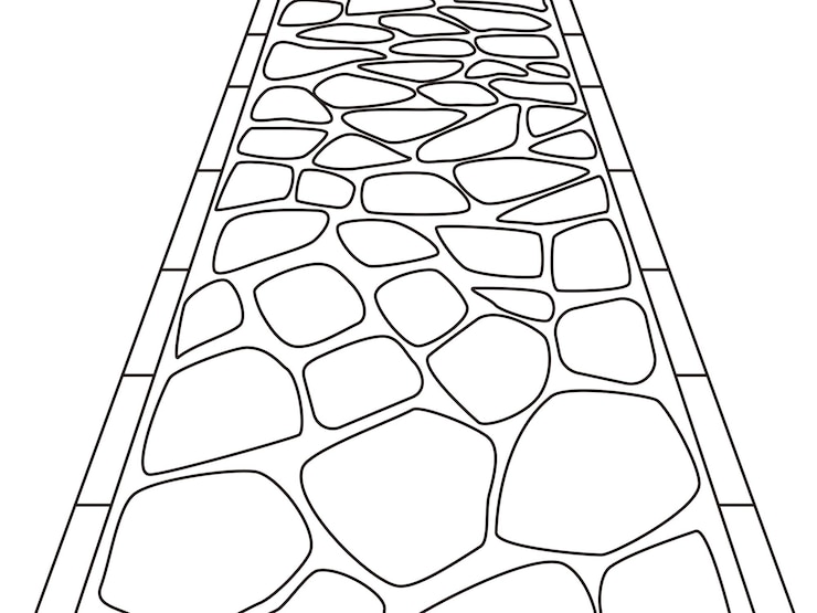 Vetor desenho monocromático de linha de paralelepípedos imagem da abordagem de entrada e abordagem do santuário