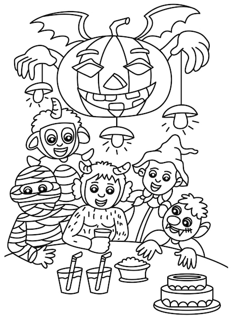 Desenho ou livro para colorir bonito de halloween para crianças