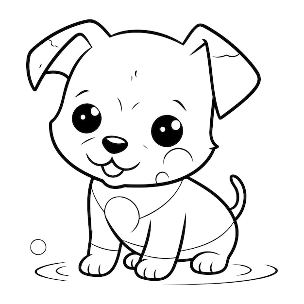 Desenho para colorir de um lindo cãozinho vetor
