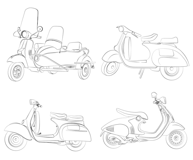 Vetor desenho para colorir desenho de motocicletas para crianças