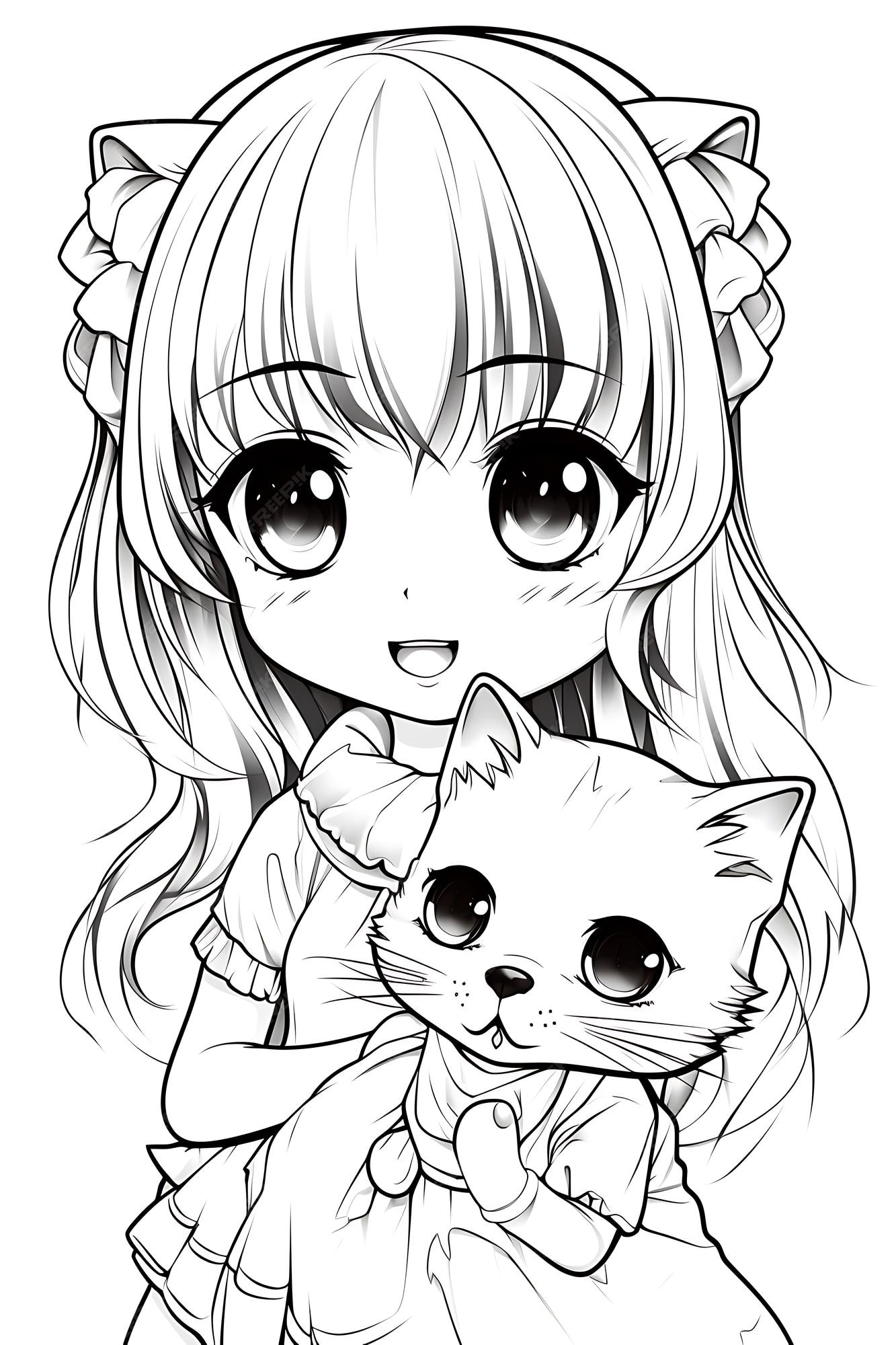 Desenhos para colorir de menina Manga Kawaii Kawaii - Desenhos para colorir  gratuitos para imprimir