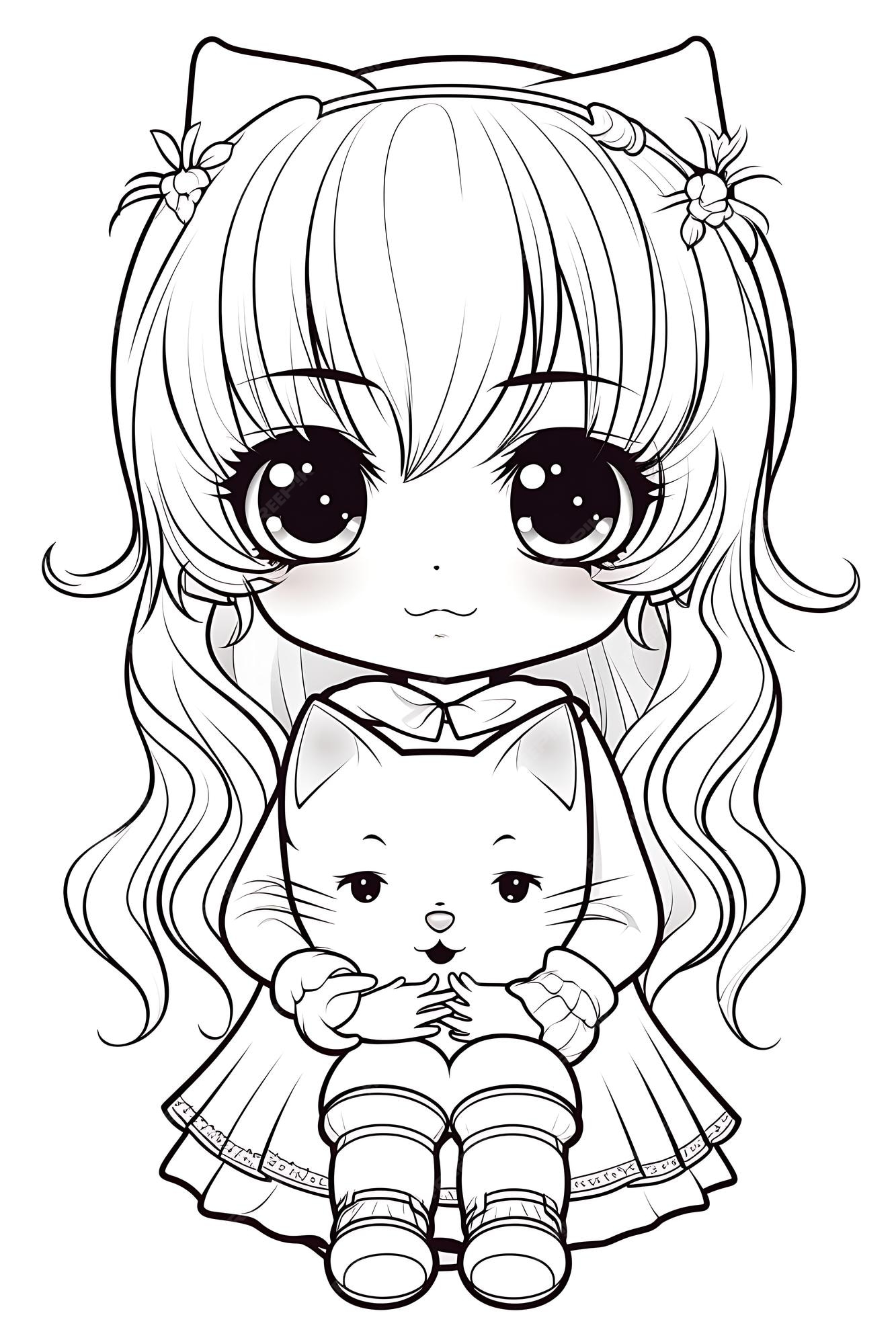 Desenho para colorir kawaii