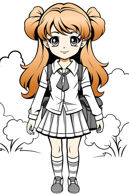 Vetor desenho para colorir kawaii