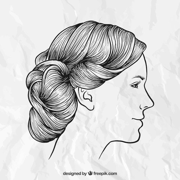 Vetor desenho penteado feminino