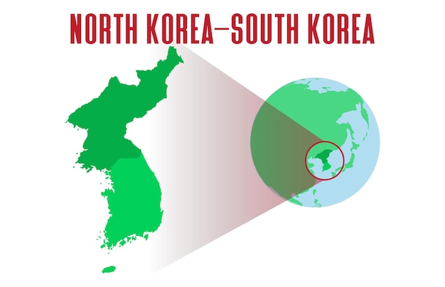 Desenho plano da fronteira do país coreia do norte coreia do sul