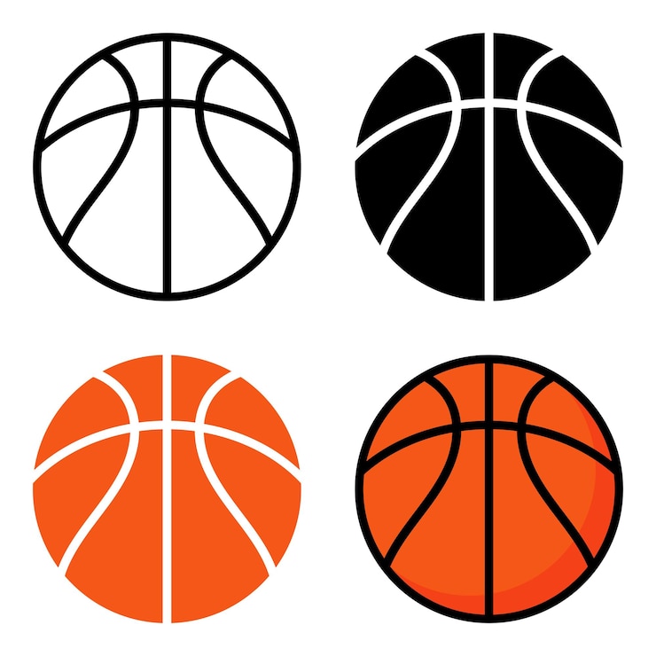 Vetor desenho plano de bola de basquetebol