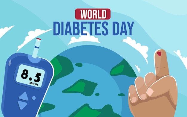 Desenho plano de fundo do dia mundial da diabetes