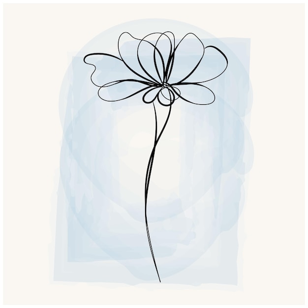 Desenho plano desenhado à mão, contorno de flor simples