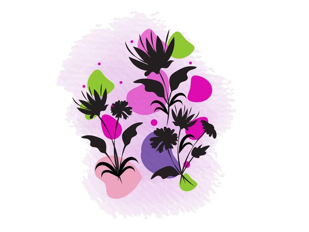 Desenho plano desenhado à mão, contorno de flor simples