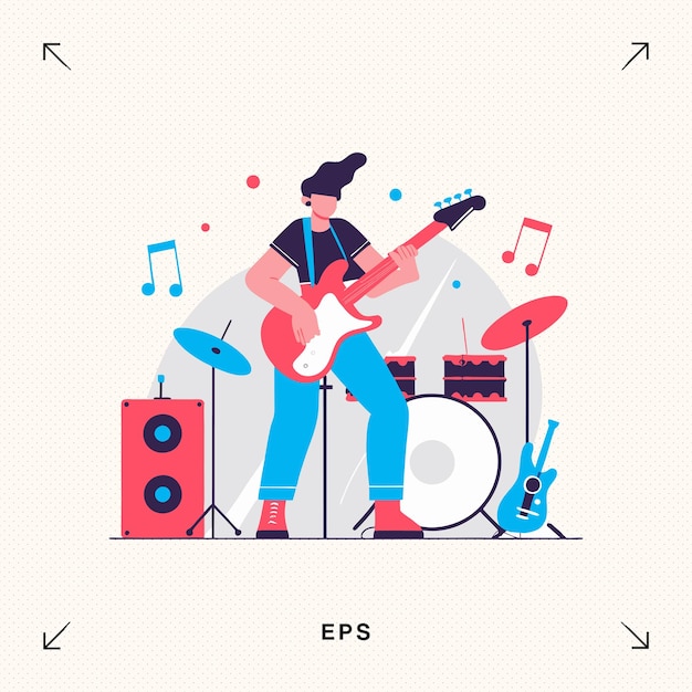 Desenho plano do músico intérprete