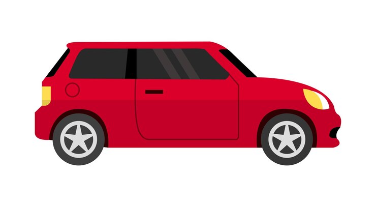 Vetor desenho plano vetorial de carro vermelho