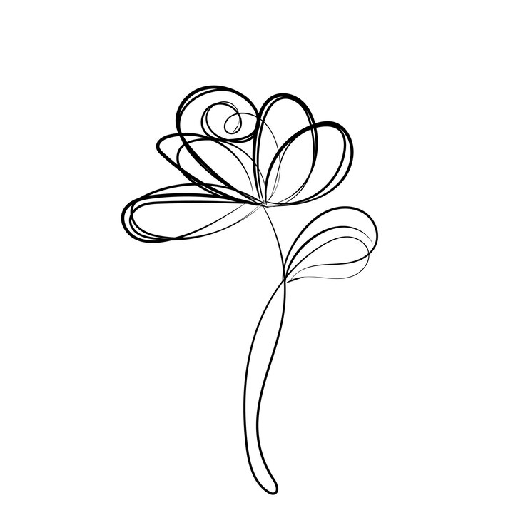 Vetor desenho plano vetorial de folhas e flores lineares