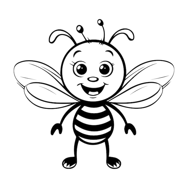 Desenho preto e branco de uma abelha