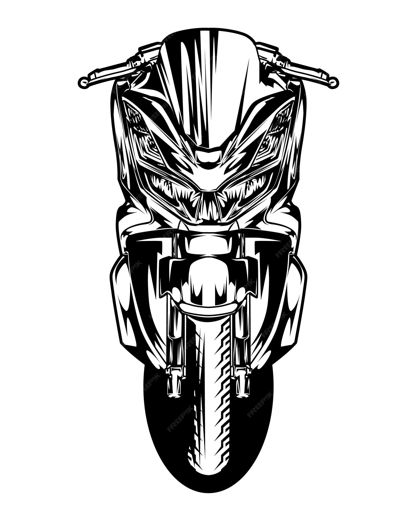 Desenho Em Preto E Branco De Vetor De Moto Com Desenho De Peças