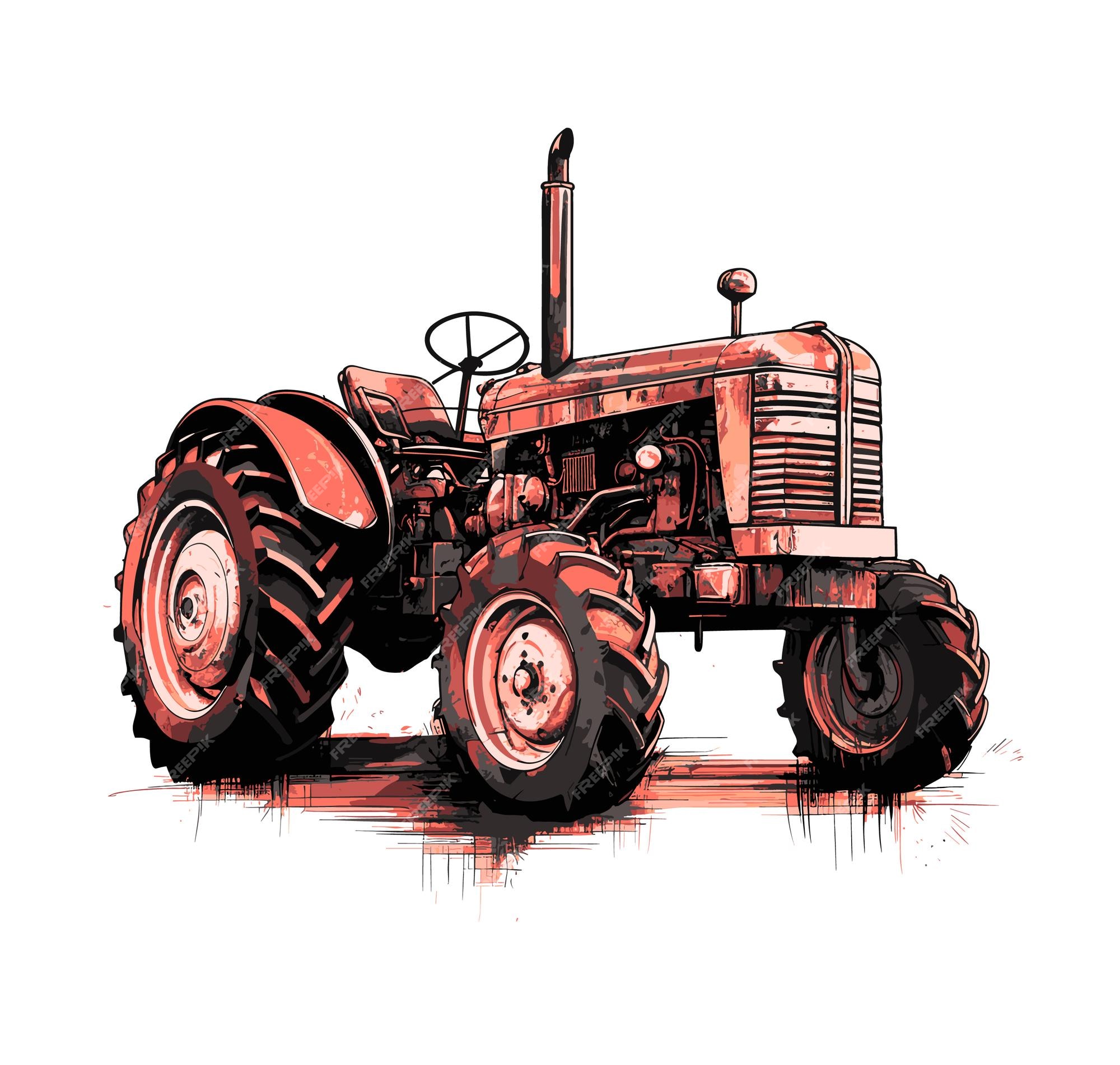 Desenho Retrô Trator Agrícola Máquinas Agrícolas Vetor Vintage imagem  vetorial de sergeypykhonin© 431984958