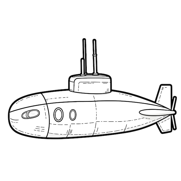 Desenho submarino Ilustração vetorial Página de colorir