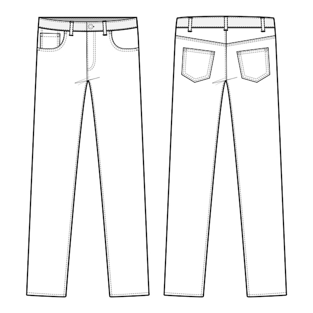 Desenho técnico da FivePocket Jeans
