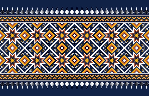 Vetor desenho tradicional asteca em azul e amarelo padrão tradicional asteca vibrante com geo