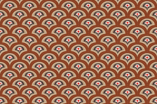 Vetor desenho vermelho castanho-branco com padrão de treliça marroquina geométrica sem costura para têxteis impressos