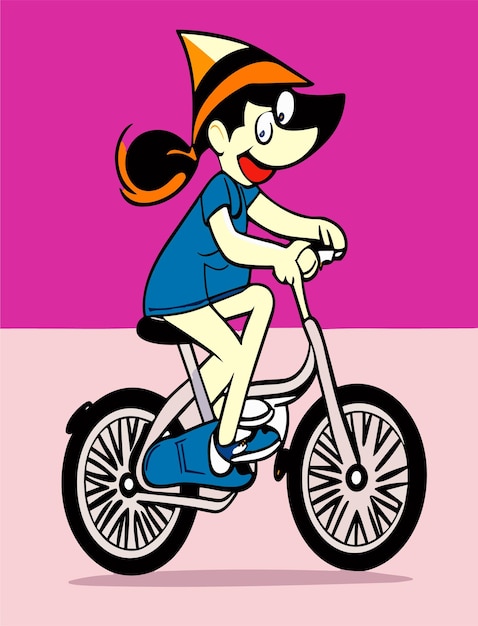 Desenho vetorial 2D de bicicleta de desenho animado