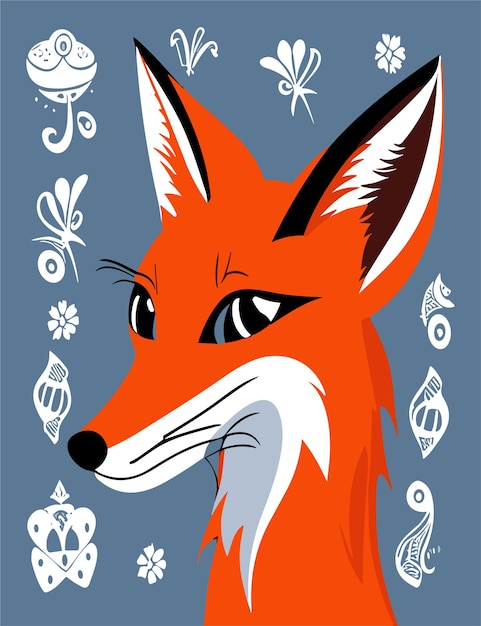 Desenho vetorial 2D de raposa de desenho animado
