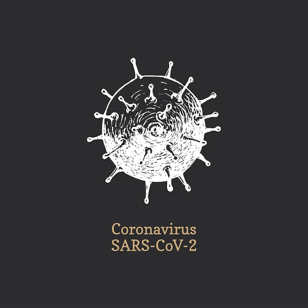 Desenho vetorial coronavirus ncov em estilo vintage