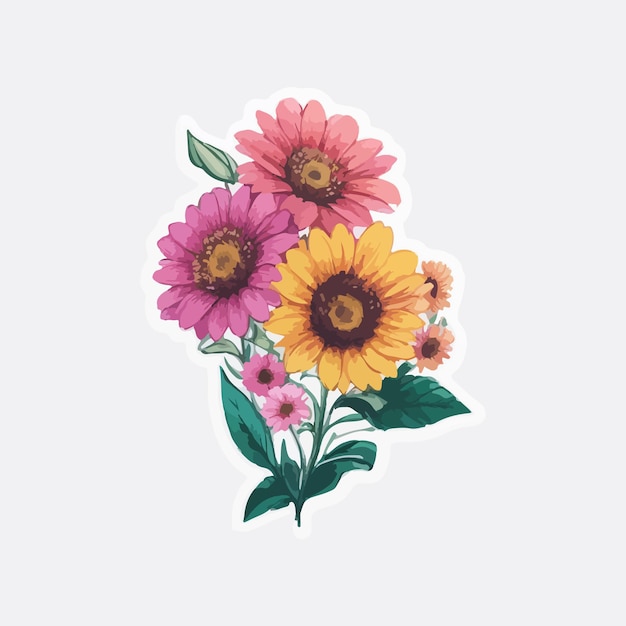 Desenho vetorial de adesivos de flores