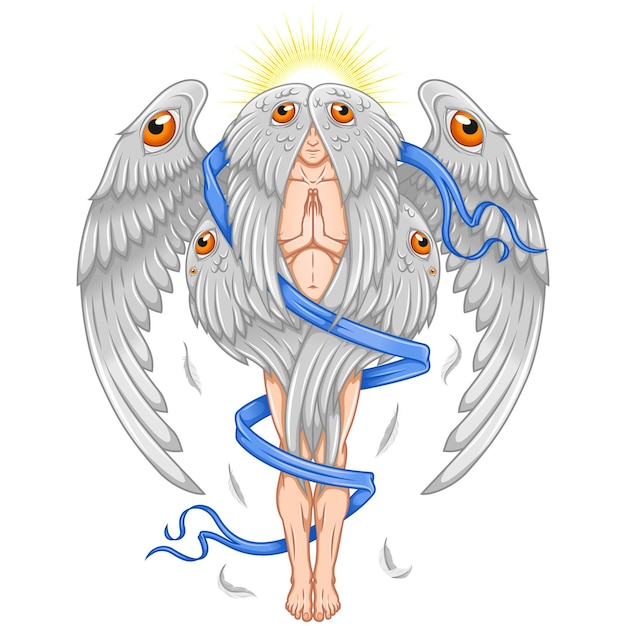 Vetor desenho vetorial de anjo rezando
