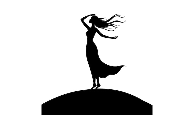 Desenho vetorial de arte de silhueta feminina
