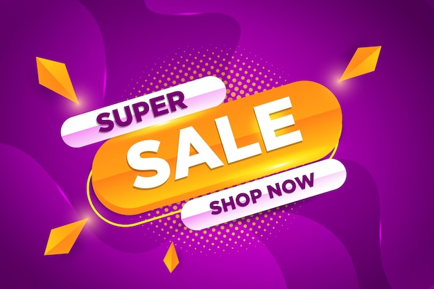 Desenho vetorial de banner de super venda com desconto promocional
