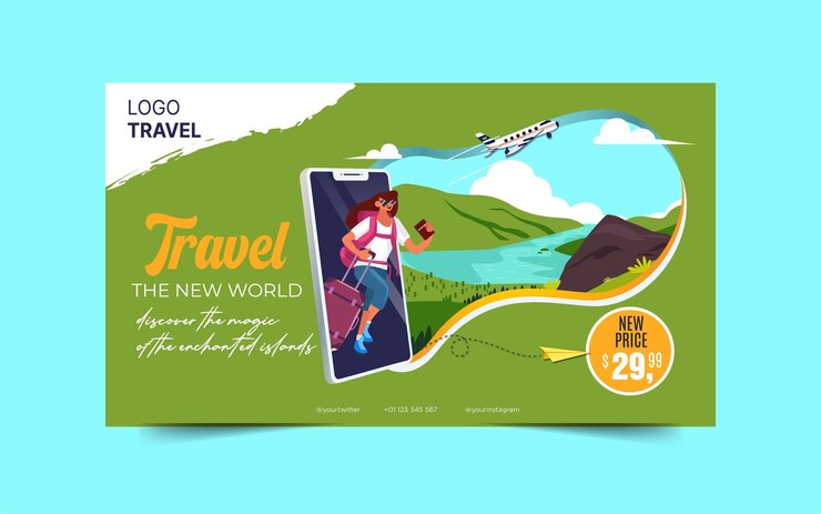 Vetor desenho vetorial de banners de viagem
