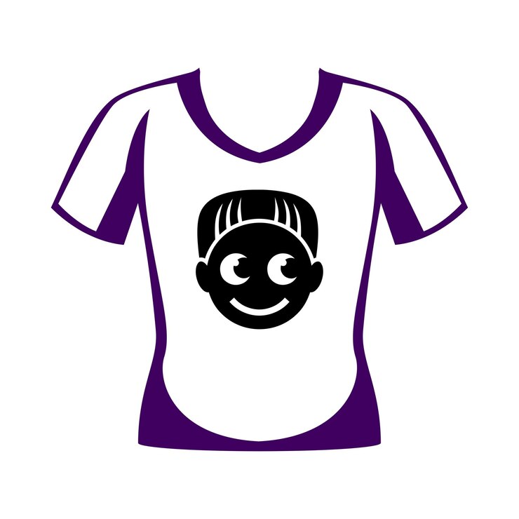 Desenho vetorial de camiseta de pescoço redondo com ícone de pessoas