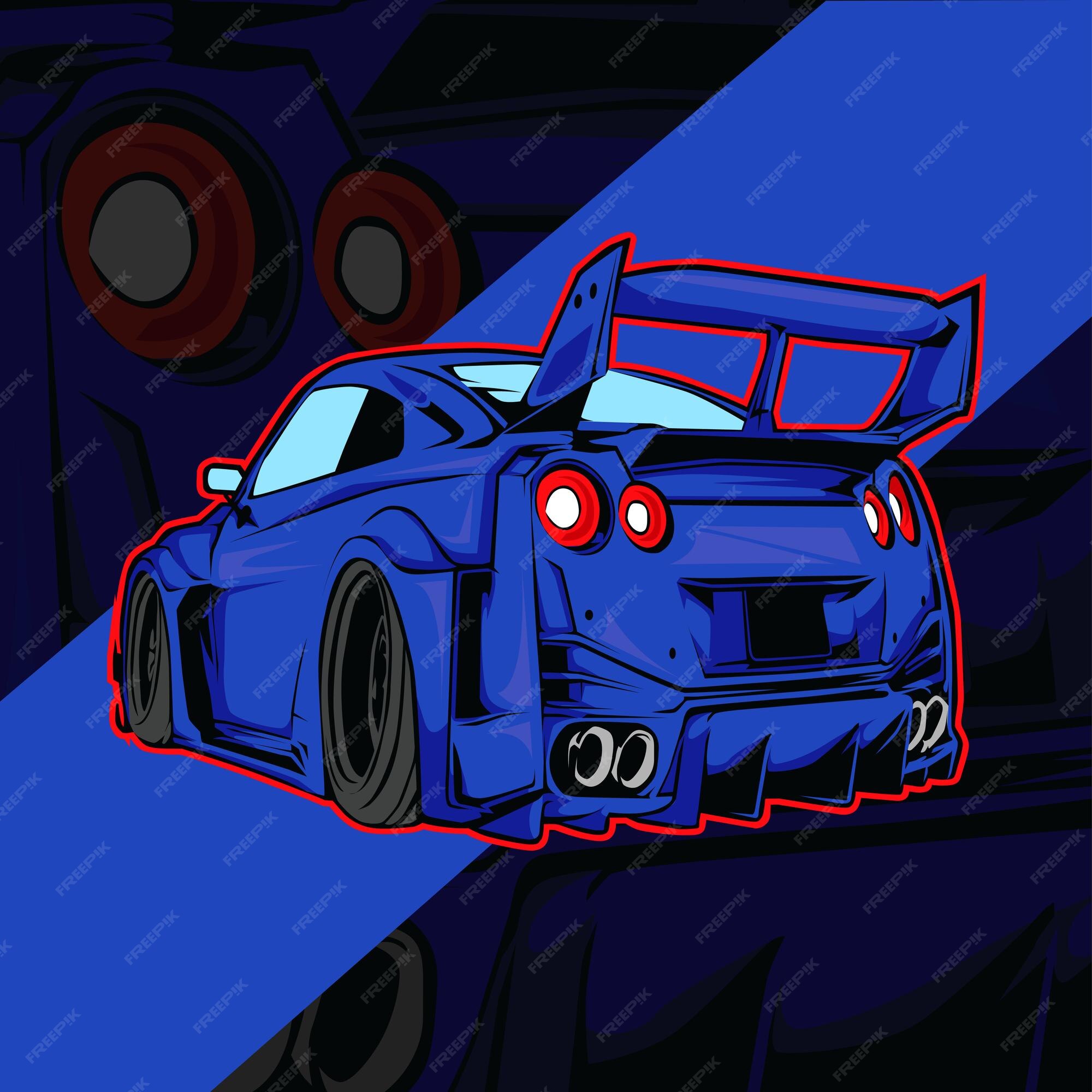 design de vetor de ilustração de carro de corrida azul 9931735