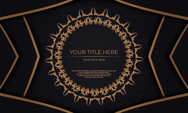 Desenho vetorial de cartão de convite com padrões vintage. faixa preta com luxuosos ornamentos de monograma para seu projeto.