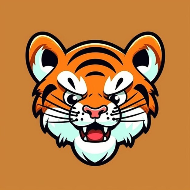 Desenho vetorial de clipart de cara de tigre de desenho animado