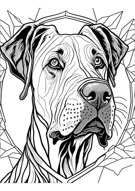 Desenho vetorial de contorno de cachorro para colorir ilustração de livro para colorir Dogue Alemão