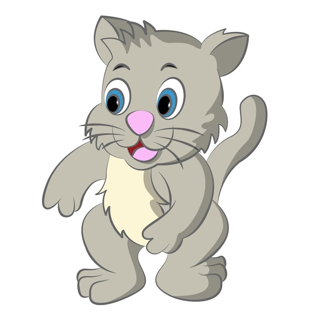 Desenho vetorial de desenho animado de gato em fundo branco