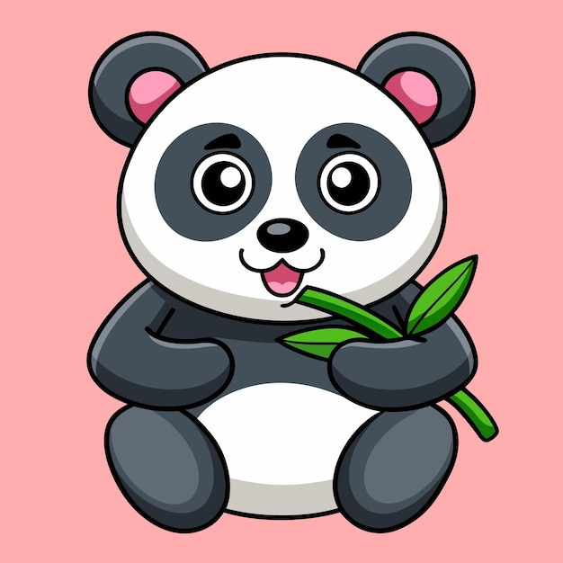 Desenho vetorial de desenho animado de panda com ilustração de bambu