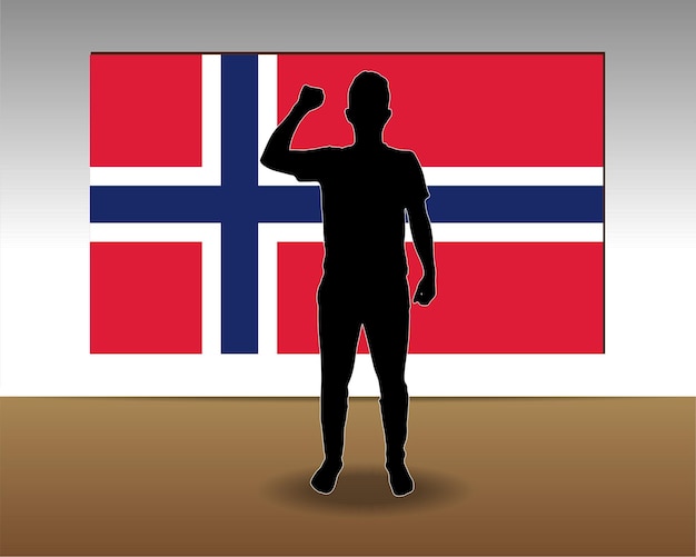 Desenho vetorial de elemento único de textura de papel da bandeira da Noruega