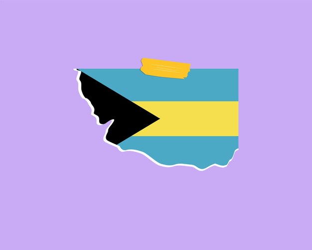 Desenho vetorial de elementos de peça única de textura de papel da bandeira das Bahamas