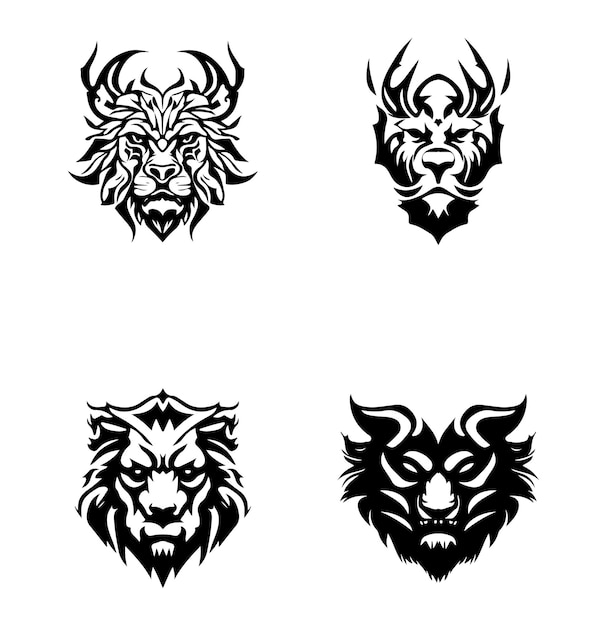 Desenho vetorial de ícone de silhueta de rosto de demônio para t-shirt de tatuagem