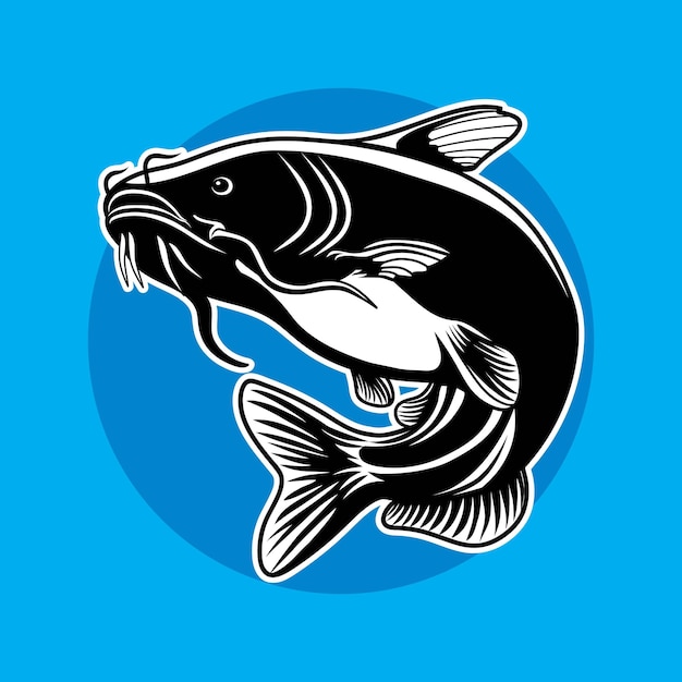 Desenho vetorial de logotipo de pesca de peixe-gato