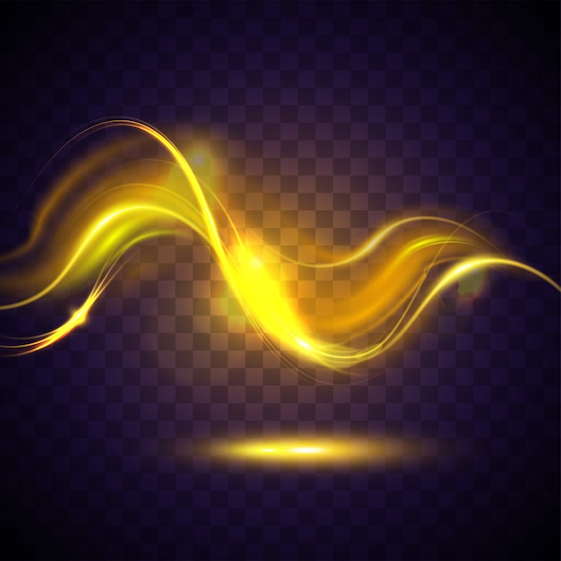 Desenho vetorial de luz incandescente. efeito de luz amarela.