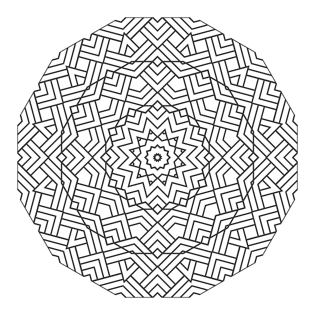 Desenho vetorial de mandala circular padrão de mandala para livro de colorir página para colorir detalhada de mandala