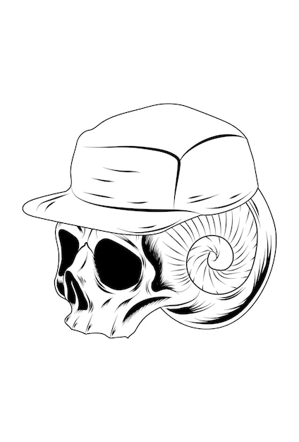 Desenho vetorial de mão de cabeça de crânio