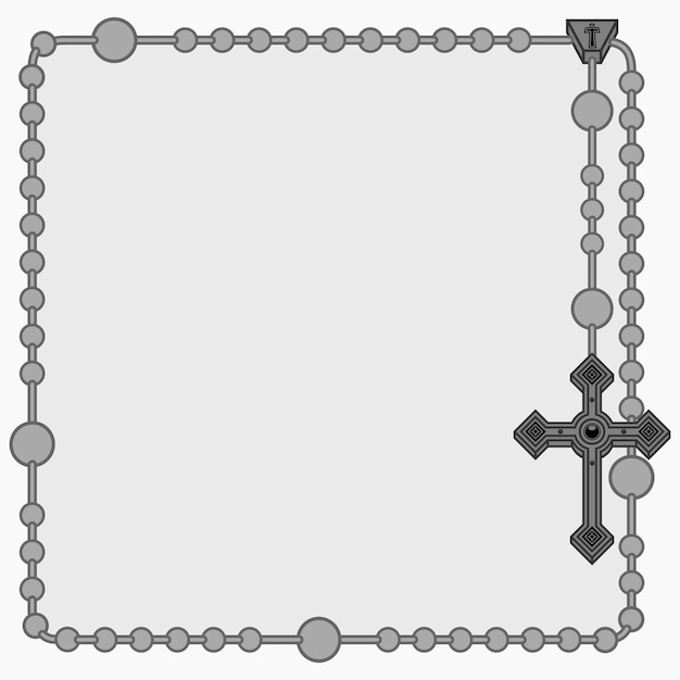 Vetor desenho vetorial de moldura para fotografia com rosário católico rosário com cruz cristã com quadrado