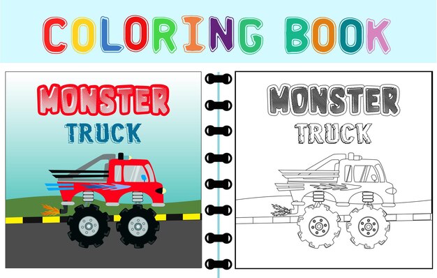 Monster Truck unicórnio livro para colorir. Carro animal em rodas grandes.  v imagem vetorial de MaryValery© 329348960