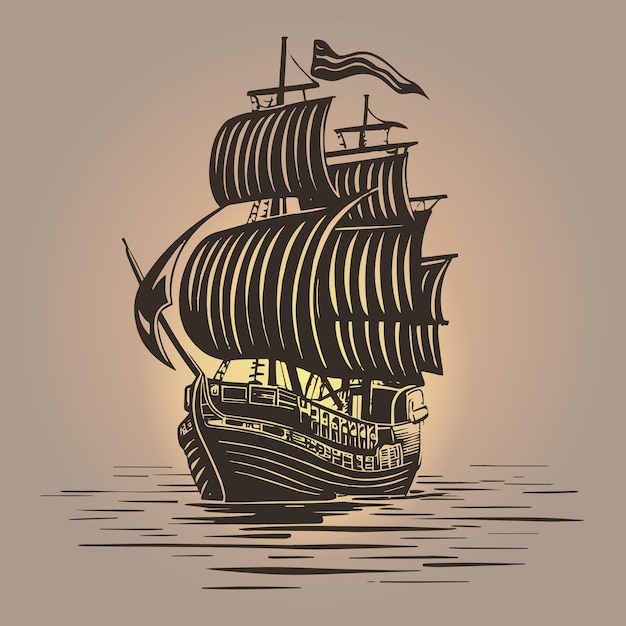 Vetor desenho vetorial de navio pirata de madeira